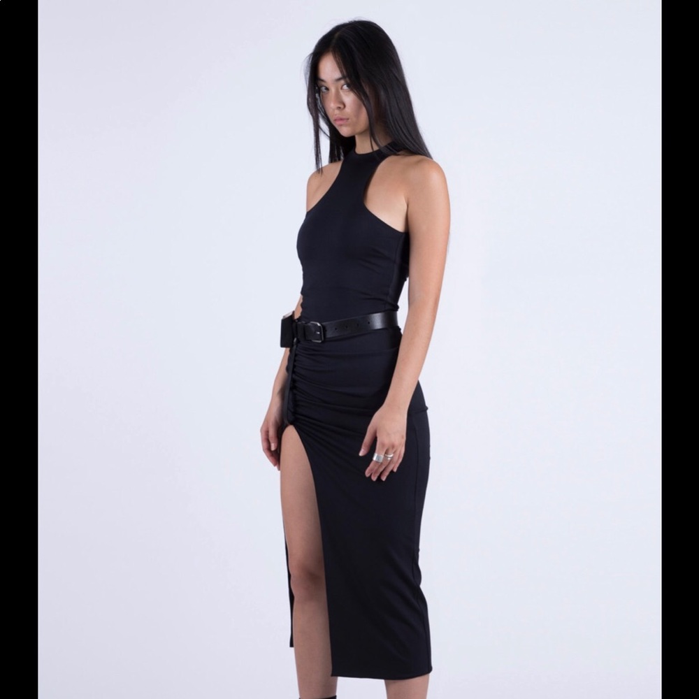 RARE - SIZE 0 HYEIN SEO - DRESS W/ LEATHER BELT + CIGARETTE HOLDER